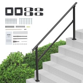 VEVOR Handrails for Outdoor Steps, 5 Step Stair Hand Rail Kit, Transitional Carbon Steel Railings with Installation Kit, Stair Rails for Seniors