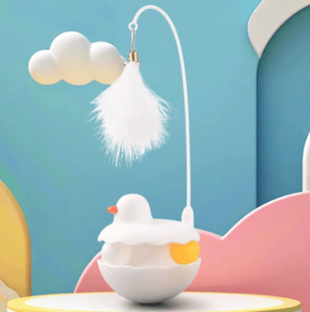 Cat Toys - Interactive Toy For Cat , Kitten Toys, Lightweight Resin Duck Shape Fun Stick For Kitten Play Indoor Outdoor ,Removable And Washable D (Option: White duck)